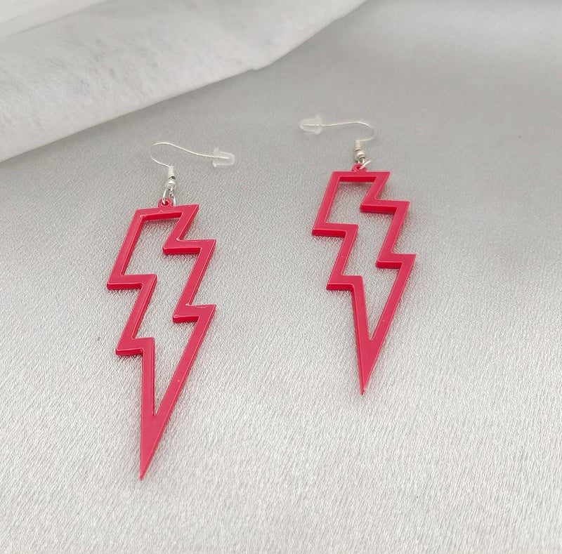 Modpide 80s Neon Earrings Hollow Lightning Bolt Halloween Punk Retro Earrings for Women 80's Party Accessories - Image 1
